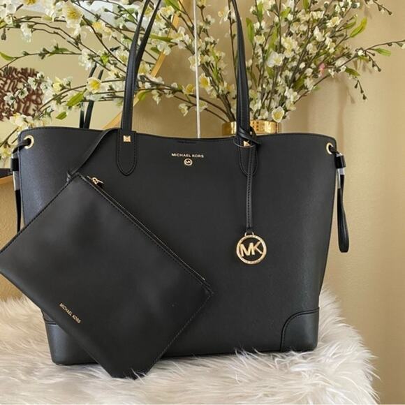 Michael Kors Black Tote Bag with Gold Accents - Picture 6 of 16